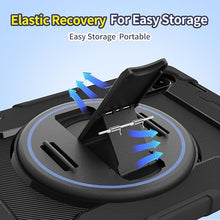 Load image into Gallery viewer, ProElite for Redmi Pad SE 8.7 inch case, Rugged 3 Layer Armor case Cover for Redmi Pad SE 8.7 inch with Hand Grip and Rotating Kickstand with Shoulder Strap, Black