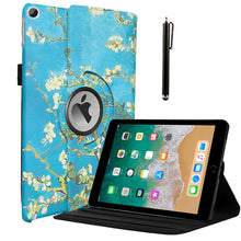 Load image into Gallery viewer, ProElite 360 Rotatable Smart Flip Case Cover for Apple iPad 9.7 inch 2018/2017 5th/6th Generation Air 1 Air 2 with Stylus Pen, Flowers
