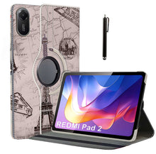 Load image into Gallery viewer, ProElite Cover for Xiaomi Redmi Pad 2 11 inch Case Cover, 360 Rotatable Smart Flip Case cover for Xiaomi Redmi Pad 2 11 inch tablet with Stylus Pen, Eiffel