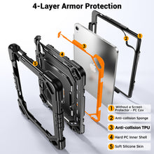 Load image into Gallery viewer, ProElite Rugged Back case for Apple iPad (A16) 11th/10th Gen Shockproof Protective Cover with Stand, Built-in Pencil Holder, Adjustable Shoulder Strap, Black