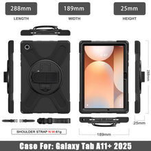 Load image into Gallery viewer, ProElite Cover for Galaxy Tab A11 Plus 11 inch 2025 Cover, Rugged 3 Layer Armor case Cover for Galaxy Tab A11 Plus 11 inch 2025 with Hand Grip & Rotating Kickstand with Shoulder Strap, Black