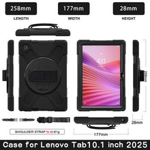 Load image into Gallery viewer, ProElite Cover for Lenovo Tab 10.1 inch 2025 Cover Case, Rugged 3 Layer Armor case Cover for Lenovo Tab 10.1 inch 2025 with Hand Grip & Rotating Kickstand with Shoulder Strap, Black