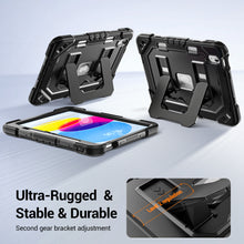 Load image into Gallery viewer, ProElite Rugged Back case for Apple iPad (A16) 11th/10th Gen Shockproof Protective Cover with Stand, Built-in Pencil Holder, Adjustable Shoulder Strap, Black