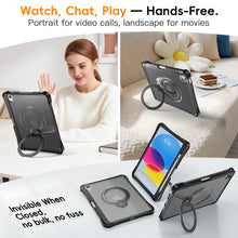Load image into Gallery viewer, ProElite Shockproof Case for Apple iPad 10th/11th Gen A16 11 inch | 360° Multi-Angle Aluminum Stand (Portrait & Landscape) with Pencil Holder & Shoulder Strap, Black