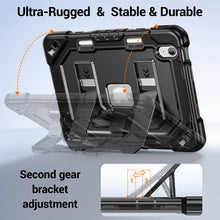 Load image into Gallery viewer, ProElite Rugged Back case for Apple iPad (A16) 11th/10th Gen Shockproof Protective Cover with Stand, Built-in Pencil Holder, Adjustable Shoulder Strap, Black