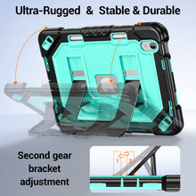 Load image into Gallery viewer, ProElite Rugged Back case for Apple iPad (A16) 11th/10th Gen Shockproof Protective Cover with Stand, Built-in Pencil Holder, Adjustable Shoulder Strap, Mint Black