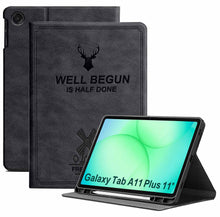 Load image into Gallery viewer, ProElite Case Cover for Samsung Galaxy Tab A11 Plus 11 inch 2025 Case, Deer Flip case Cover for Samsung Galaxy Tab A11 Plus 11 inch 2025 Case with Pen Holder, Black