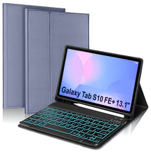 Load image into Gallery viewer, ProElite Keyboard case for Samsung Galaxy Tab S10 FE Plus 13.1 inch, Magnetic Detachable Wireless Bluetooth Keyboard Case Built-in 7-Colors Backlit, Lavender