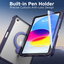 Load image into Gallery viewer, ProElite Shockproof Case for Apple iPad 10th/11th Gen A16 11 inch | 360° Multi-Angle Aluminum Stand (Portrait & Landscape) with Pencil Holder & Shoulder Strap, Navy