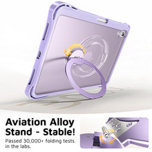Load image into Gallery viewer, ProElite Shockproof Case for Apple iPad 10th/11th Gen A16 11 inch | 360° Multi-Angle Aluminum Stand (Portrait & Landscape) with Pencil Holder & Shoulder Strap, Purple