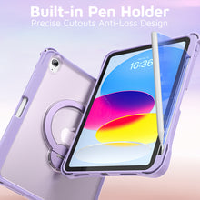 Load image into Gallery viewer, ProElite Shockproof Case for Apple iPad 10th/11th Gen A16 11 inch | 360° Multi-Angle Aluminum Stand (Portrait & Landscape) with Pencil Holder & Shoulder Strap, Purple