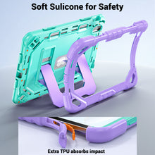 Load image into Gallery viewer, ProElite Rugged Back case for Apple iPad (A16) 11th/10th Gen Shockproof Protective Cover with Stand, Built-in Pencil Holder, Adjustable Shoulder Strap, Mint Purple