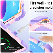 Load image into Gallery viewer, ProElite Rugged Back case for Apple iPad (A16) 11th/10th Gen Shockproof Protective Cover with Stand, Built-in Pencil Holder, Adjustable Shoulder Strap, Rose Purple