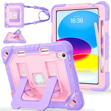 Load image into Gallery viewer, ProElite Rugged Back case for Apple iPad (A16) 11th/10th Gen Shockproof Protective Cover with Stand, Built-in Pencil Holder, Adjustable Shoulder Strap, Rose Purple