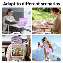 Load image into Gallery viewer, ProElite Rugged Back case for Apple iPad (A16) 11th/10th Gen Shockproof Protective Cover with Stand, Built-in Pencil Holder, Adjustable Shoulder Strap, Rose Purple