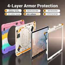 Load image into Gallery viewer, ProElite Cover for Galaxy Tab S12 Plus 12.6 inch 2026 Case, Rugged 3 Layer Armor case Cover for Galaxy Tab S12 Plus 12.6 inch with Hand Grip & Rotating Kickstand with Shoulder Strap, Rainbow Pink