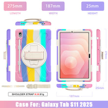Load image into Gallery viewer, ProElite Cover for Samsung Galaxy Tab S11 11 inch Cover Case, Rugged 3 Layer Armor case Cover for Samsung Galaxy Tab S11 11 inch with Hand Grip & Rotating Kickstand with Shoulder Strap, Rainbow Pink