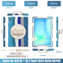 Load image into Gallery viewer, ProElite Cover for Samsung Galaxy Tab S10 FE Plus 13.1 inch, Rugged 3 Layer Armor case for Samsung Galaxy Tab S10 FE Plus 13.1 inch with Rotating Kickstand, Rainbow Blue
