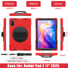 Load image into Gallery viewer, ProElite for Xiaomi Redmi Pad 2 11 inch Case, Rugged 3 Layer Armor case Cover for Xiaomi Redmi Pad 2 11 inch Case with Hand Grip and Rotating Kickstand with Shoulder Strap, Red
