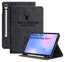 Load image into Gallery viewer, ProElite Case Cover for Samsung Galaxy Tab S10 FE Plus 13.1 inch Case, Deer Flip case Cover for Samsung Galaxy Tab S10 FE Plus 13.1 inch with Pen Holder, Black