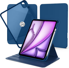 Load image into Gallery viewer, ProElite Cover for Apple iPad Air 11 inch M4/M3/M2 2026/2025/2024 & iPad Air 10.9 inch 5th/4th Gen Case, 360 Degree Rotatable Smart Flip Case Cover Transparent Back, Dark Blue