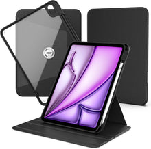 Load image into Gallery viewer, ProElite Cover for Apple iPad Air 11 inch M4/M3/M2 2026/2025/2024 & iPad Air 10.9 inch 5th/4th Gen Case, 360 Degree Rotatable Smart Flip Case Cover Transparent Back, Black