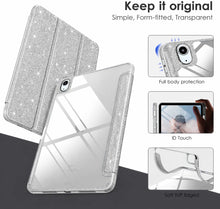 Load image into Gallery viewer, ProElite Case for iPad Air 11 Inch M4/M3/M2, iPad Air 10.9 inch 5th/4th Gen case Cover, Transparent Smart Flip Cover with Pencil Holder, Glittering Silver