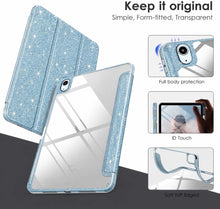 Load image into Gallery viewer, ProElite Case for iPad Air 11 Inch M4/M3/M2, iPad Air 10.9 inch 5th/4th Gen case Cover, Transparent Smart Flip Cover with Pencil Holder, Glittering Dark Blue