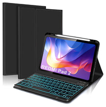 Load image into Gallery viewer, ProElite Keyboard case for Xiaomi Redmi Pad 2 11 inch, Magnetic Detachable Wireless Bluetooth Keyboard Built-in 7-Colors Backlit with Pen Holder, Black