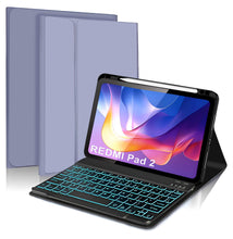 Load image into Gallery viewer, ProElite Keyboard case for Xiaomi Redmi Pad 2 11 inch, Magnetic Detachable Wireless Bluetooth Keyboard Built-in 7-Colors Backlit with Pen Holder, Lavender