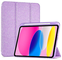 Load image into Gallery viewer, ProElite Case Cover for Apple iPad (A16) 11th/10th Generation (2025/2022), Transparent case cover with pencil holder for iPad 11th/10th Gen 2025/2022, Glittering Purple
