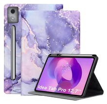 Load image into Gallery viewer, ProElite Book Cover Case for Lenovo Idea Tab Pro 12.7 inch 2025,Smart flip case Book Cover for Lenovo Idea Tab Pro 12.7 inch Tablet with Pen Holder, Marble Purple