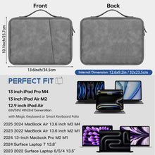 Load image into Gallery viewer, ProElite Polyster Tablet Sleeve Case Upto 13.3 inch for Samsung Galaxy Tab S9 FE+/S7/S8 Plus/S9 Plus/S7 FE 12.4", iPad Pro 12.9", MacBook Air/Pro Retina, Microsoft Surface Pro 4/5/6/7/8/9, Dark Grey