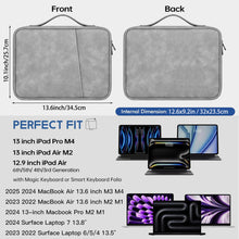 Load image into Gallery viewer, ProElite Polyster Tablet Sleeve Case Upto 13.3 inch for Samsung Galaxy Tab S9 FE+/S7/S8 Plus/S9 Plus/S7 FE 12.4", iPad Pro 12.9", MacBook Air/Pro Retina, Microsoft Surface Pro 4/5/6/7/8/9, Light Grey