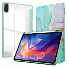 Load image into Gallery viewer, ProElite Case Cover for Xiaomi Redmi Pad 2 11 inch Cover, Transparent Flip Case for Xiaomi Redmi Pad 2 11 inch Case Cover with Pen Holder, Marble Green