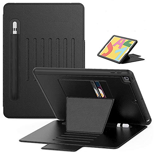 ProElite Magnetic 7 Angles Smart case Cover forApple ipad 7th/8th/9th Gen (2021) 10.2 inch with Apple Pencil Holder, Black