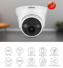 Load image into Gallery viewer, Srihome SH030 Dome Wireless WiFi 3MP Ultra HD 1296p IP Security Camera CCTV with 2 Way Audio