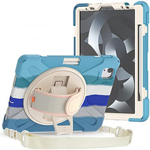 Load image into Gallery viewer, ProElite Rugged 3 Layer Armor case Cover for iPad Pro 11 inch 2022/2021 4th/3rd Gen with Pencil Holder, Shoulder Strap and Kickstand, Rainbow Blue