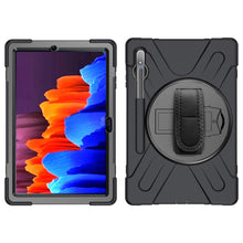 Load image into Gallery viewer, ProElite Rugged 3 Layer Armor case Cover for Samsung Galaxy Tab S8 Plus/ S7 Plus 12.4 Inch SM-T970/T975/T976/X800/X806 with SPen Holder, Hand Grip , Black
