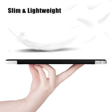 Load image into Gallery viewer, ProElite Smart Flip Case Cover for Apple iPad Pro 12.9 inch 5th Gen 2021, Transparent Soft Back with Pencil Holder, Black