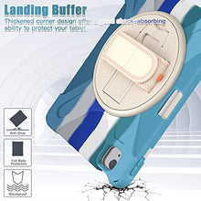 Load image into Gallery viewer, ProElite Rugged 3 Layer Armor case Cover for iPad Pro 11 inch 2022/2021 4th/3rd Gen with Pencil Holder, Shoulder Strap and Kickstand, Rainbow Blue