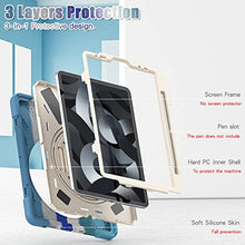 Load image into Gallery viewer, ProElite Rugged 3 Layer Armor case Cover for iPad Pro 11 inch 2022/2021 4th/3rd Gen with Pencil Holder, Shoulder Strap and Kickstand, Rainbow Blue