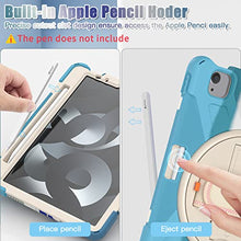 Load image into Gallery viewer, ProElite Rugged 3 Layer Armor case Cover for iPad Pro 11 inch 2022/2021 4th/3rd Gen with Pencil Holder, Shoulder Strap and Kickstand, Rainbow Blue