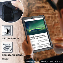 Load image into Gallery viewer, ProElite Rugged 3 Layer Armor case Cover for Samsung Galaxy Tab S8 Plus/ S7 Plus 12.4 Inch SM-T970/T975/T976/X800/X806 with SPen Holder, Hand Grip , Black
