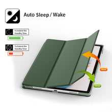 Load image into Gallery viewer, ProElite Smart Flip Case Cover for Samsung Galaxy Tab A8 10.5" SM-X200/ SM-X205/ SM-X207 2021 Translucent Back with Stylus Pen, Dark Green