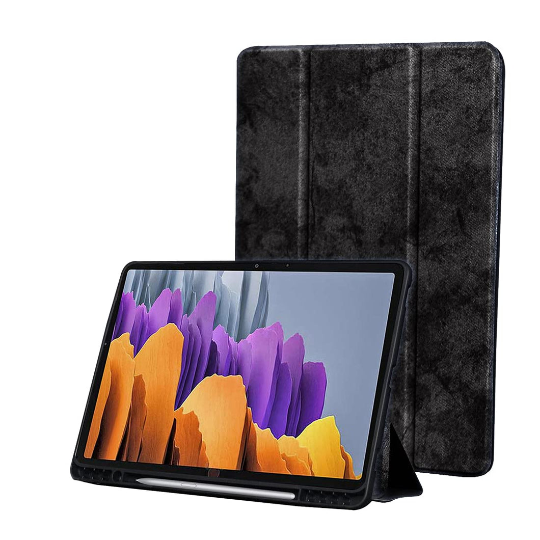 ProElite PU Smart Flip case Cover for Samsung Galaxy Tab  S8 Plus/S7 Plus/S7 FE 12.4 Inch SM-T970/T975/T976/T735/X800/X806 with S Pen Holder , Black