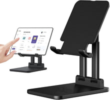 Load image into Gallery viewer, ProElite Portablet Foldable Tablet Stand Holder for Apple iPad, iPhones, Galaxy Tab, Xiaomi Pad, Redmi Pad, Oneplus Pad,Lenovo Tab, Kindle Upto 12.9 inch, Black