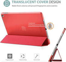 Load image into Gallery viewer, ProElite Smart Flip Case Cover for Apple ipad 7th/8th/9th Gen (2021) 10.2 inch with Stylus Pen, Translucent & Hard Back, Red