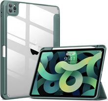 Load image into Gallery viewer, ProElite Smart Flip Case Cover for Apple iPad Air 13 inch/iPad Pro 12.9 inch 2022/2021/2020/2018 6th/5th/4th/3rd Gen, Transparent Back with Pencil Holder, Dark Green