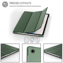Load image into Gallery viewer, ProElite Smart Flip Case Cover for Samsung Galaxy Tab A8 10.5" SM-X200/ SM-X205/ SM-X207 2021 Translucent Back with Stylus Pen, Dark Green